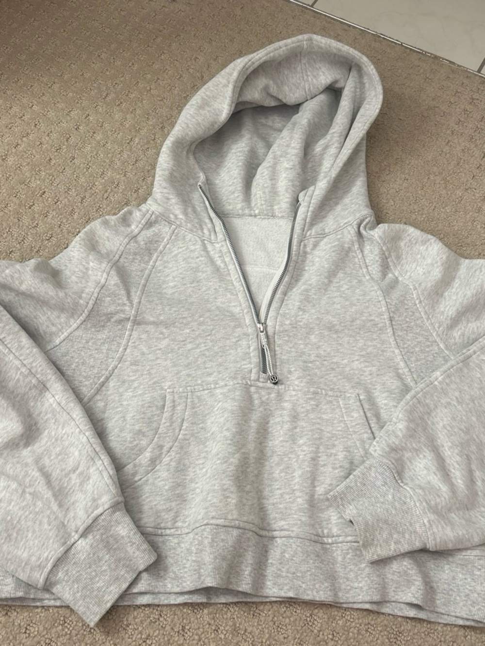 lululemon athletica Light Gray Half-Zip Scuba Hoodie